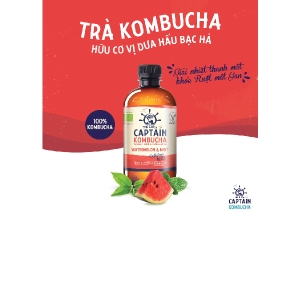 Trà dưỡng sinh Kombucha hữu cơ vị Dưa Hấu Bạc Hà 400ml Captain Kombucha