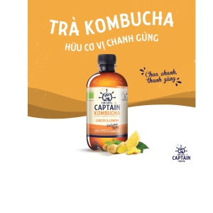 Trà dưỡng sinh Kombucha hữu cơ vị chanh gừng 1L Captain Kombucha