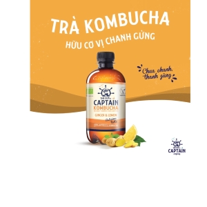 Trà dưỡng sinh Kombucha hữu cơ vị chanh gừng 400ml Captain Kombucha
