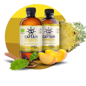 Trà dưỡng sinh Kombucha hữu cơ vị đào dứa 1L Captain Kombucha