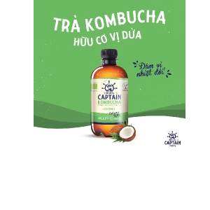 Trà dưỡng sinh Kombucha hữu cơ vị dừa 400ml Captain Kombucha
